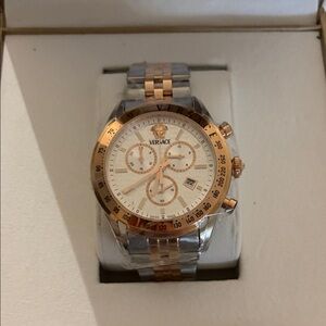 Versace Two-Tone Rose Gold and Silver Watch